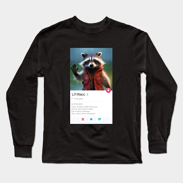 Swipe Right For Raccool Long Sleeve T-Shirt by Raccool